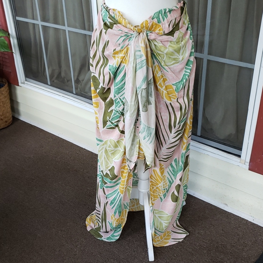 Dress Forum Drifting Away Leaf Print Sarong  Wrap Skirt L ‎ NWOT NO PRICE